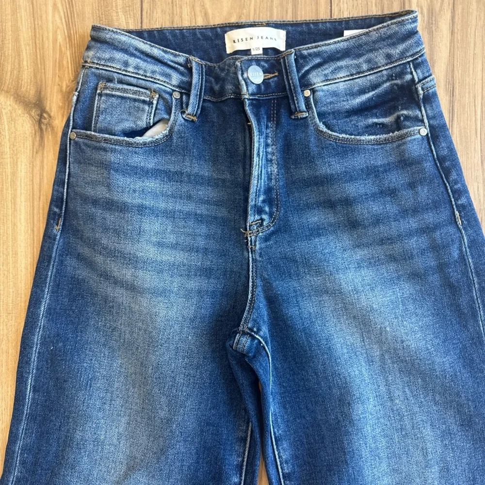 Wide Leg Women's Jeans - Dark Blue Flare - Picture 2 of 8